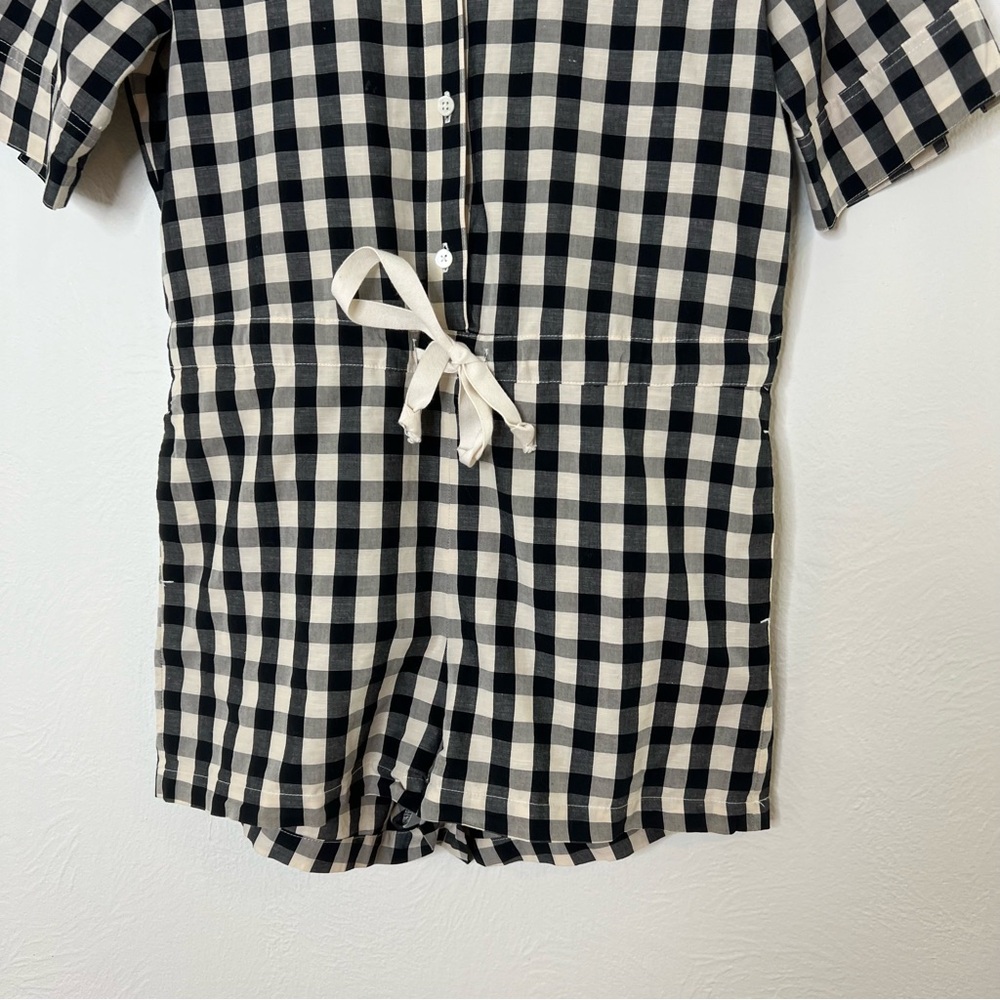 Solid & Striped Gingham Plaid Romper Button Front… - image 2